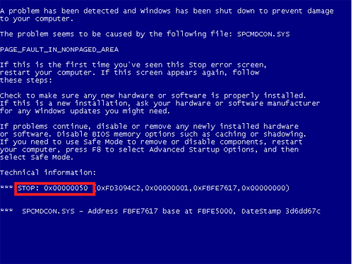 Windows Blue Screen Error